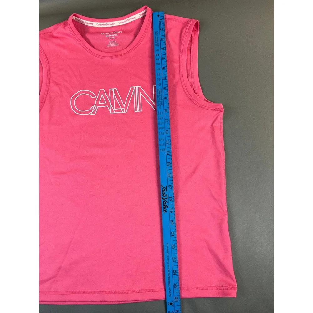 Calvin Klein Swimwear Pink Logo Rash Guard Tank Top UPF 40+ Womens Medium
